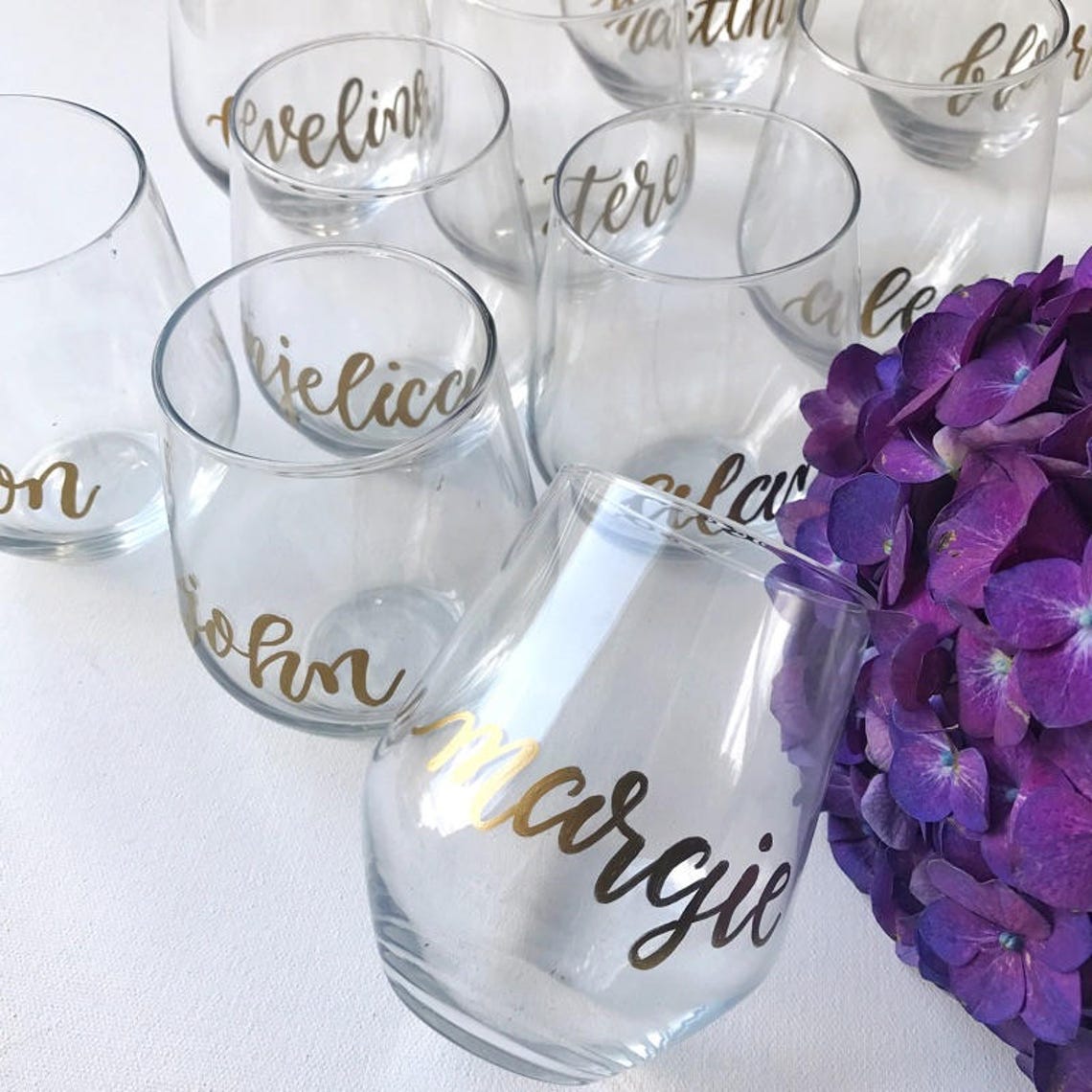 Custom Calligraphy Wine Glasses Personalized Wine Glass Etsy