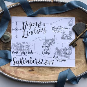 Carte de mariage personnalisée, carte de mariage dessinée à la main