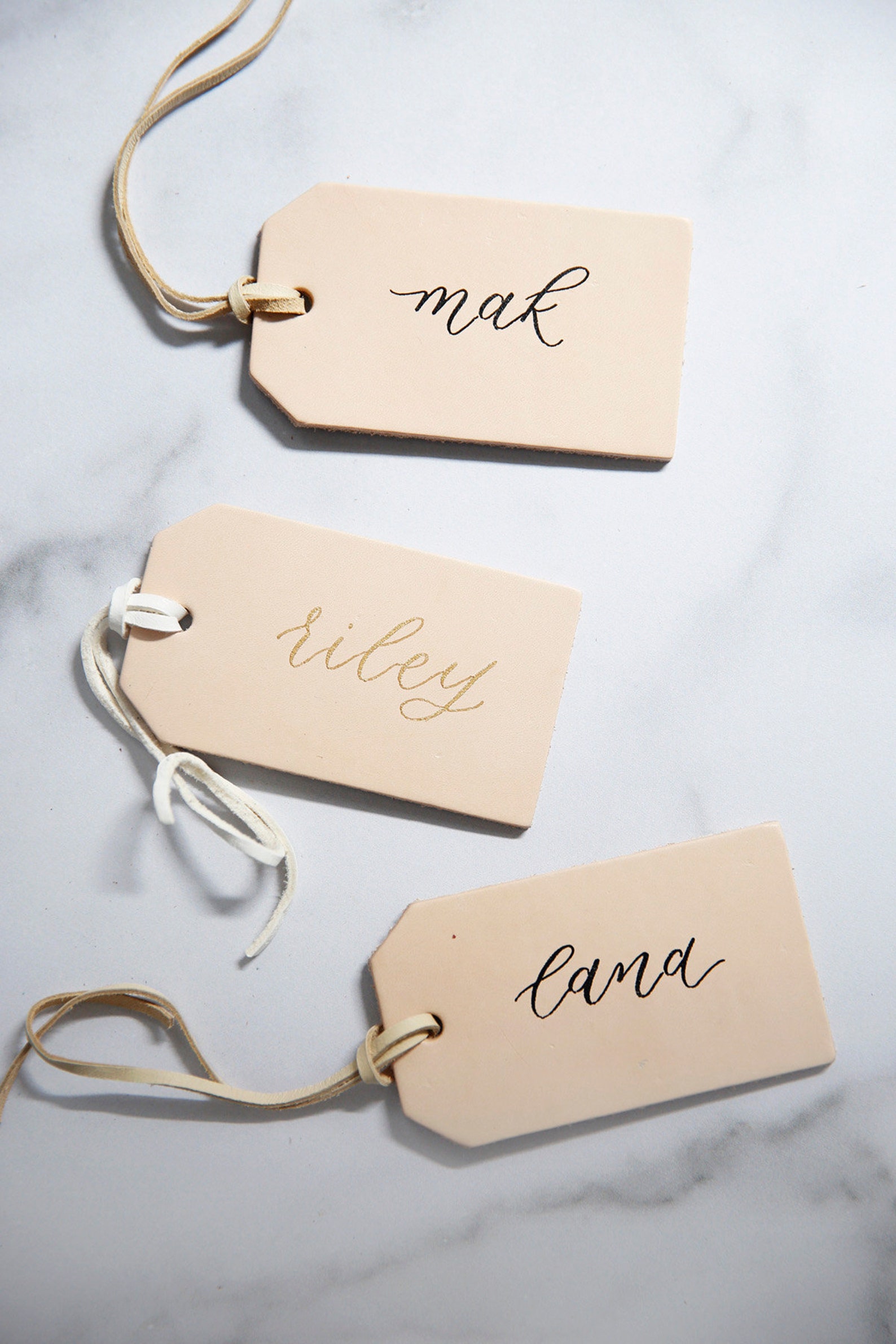 Leather Luggage Tag Escort Cards Leather Tag Place Cards Etsy