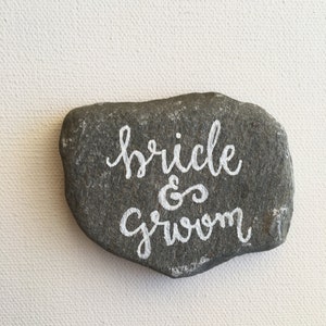 Beach Stone Place Cards, Flat Rock Escort Cards, Hand Lettered Rocks image 7