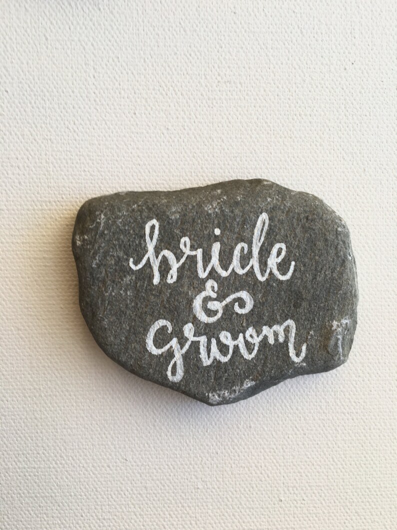 Beach Stone Place Cards, Flat Rock Escort Cards, Hand Lettered Rocks image 7