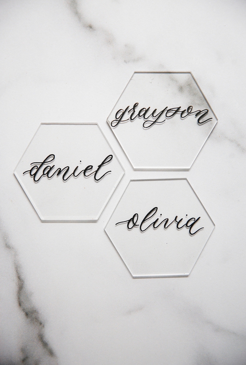 Hexagon Acrylic Tile Cards Place Image 0
