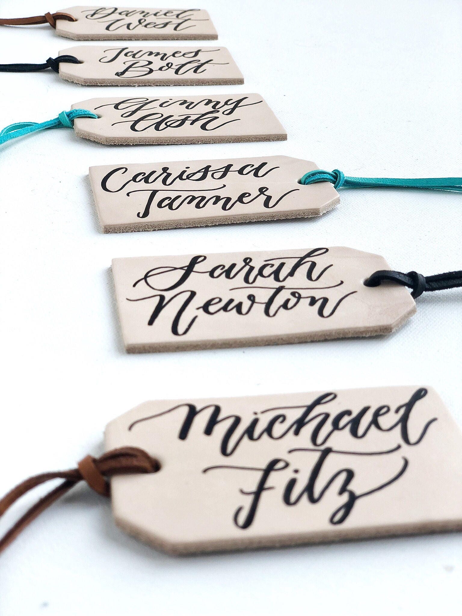 Leather Luggage Tag Escort Cards Leather Tag Place Cards Etsy