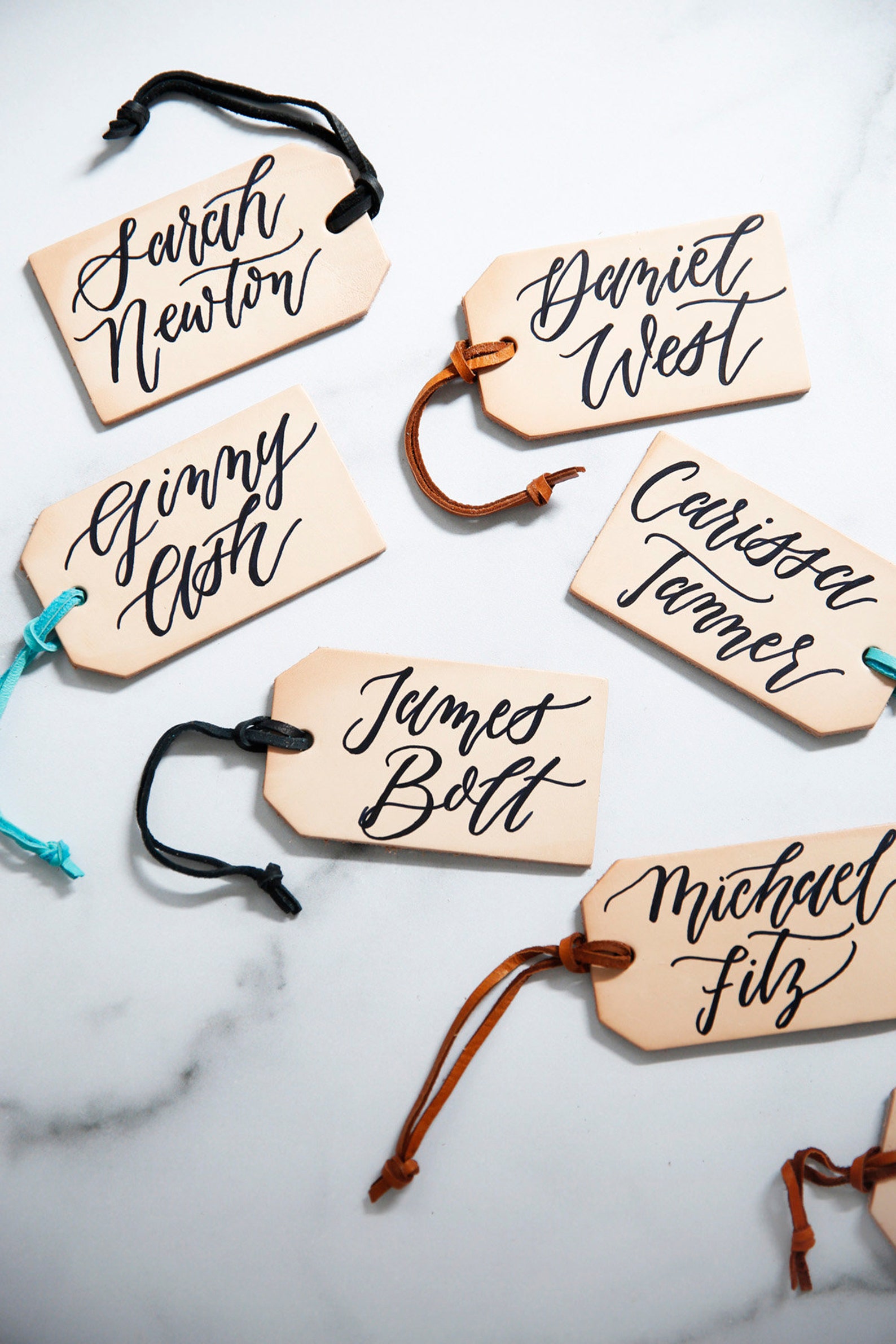 Leather Luggage Tag Escort Cards Leather Tag Place Cards Etsy