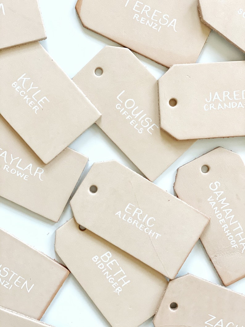 Leather Luggage Tag Escort Cards Leather Tag Place Cards Etsy