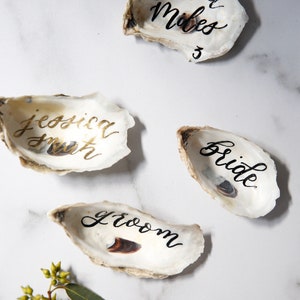 Oyster Shell Escort Cards, Oyster Place Cards, Oyster Wedding Favor, Calligraphy Oyster Favor image 8