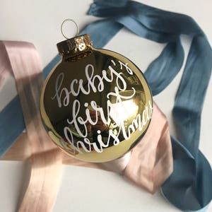 Custom Hand Lettered Baby Ornament, Baby's First Christmas Ornament, New Baby Christmas Ornament Gift, Hand Painted Ornament