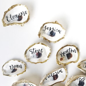 Oyster Shell Escort Cards, Oyster Place Cards, Oyster Wedding Favor, Calligraphy Oyster Favor image 5