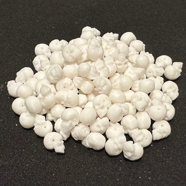 High Detail Durable Skull Beads Warehouse Sale! - Single Lot - Small White Skulls  - 110 pcs