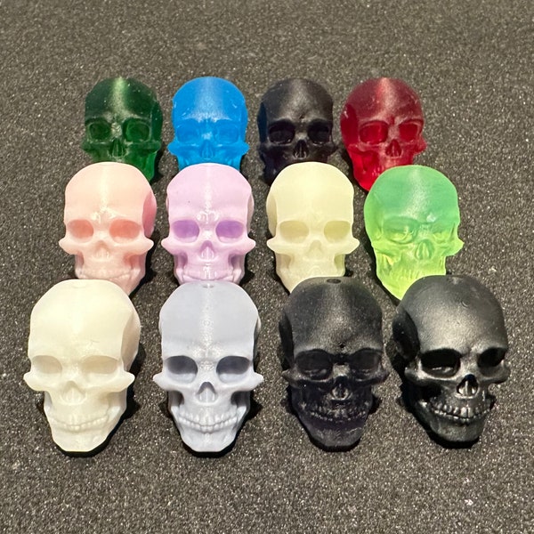 High Detail Durable Skull Beads - Four Sizes - 12 Colors - Custom Size And Hole Requests Welcomed! (Minimums Apply - Read Item Desc)