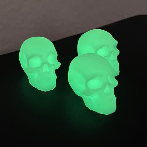 High Detail Durable Glow In The Dark Skull Beads - Two Sizes - Custom Size And Hole Requests Welcomed! (Minimums Apply - Read Item Desc)