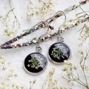 White Queen Annes Lace Earrings | Real Flower Pressed Botanical Earrings | Wedding Jewelry Bridesmaid Gift | Inspired by Nature earrings