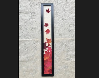 THE SKINNY Red Maple Leaf Framed Signed ORIGINAL Artwork; Real Pressed Maple Leaves Available in Black or Walnut solid wood handmade frame