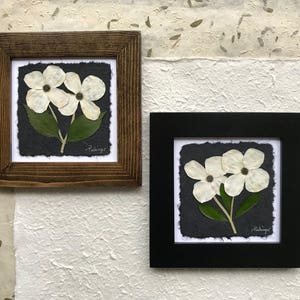 VERO fiore di corniolo pressato con cornice, immagine originale FIRMATA / Arte con fiori pressati con cornice, fiore di stato, arte botanica, fiore provinciale di corniolo