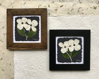 REAL Pressed Dogwood Flower Framed SIGNED ORIGINAL Picture | Framed Pressed Flower Art State Flower Botanical Art Dogwood Provincial Flower