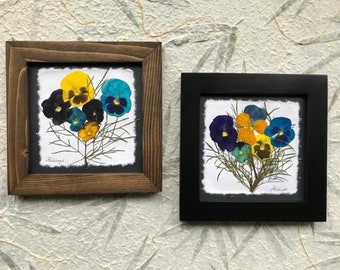 Framed Pressed Pansy Art: Signed Botanical Wall Decor, "Thoughts of You"