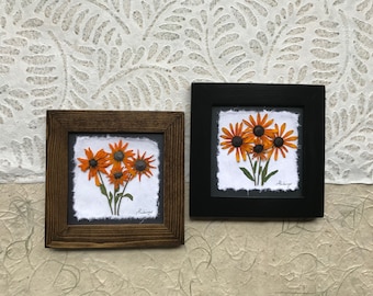 Pressed Black-Eyed Susan Art: Signed Original Floral Artwork, Handmade in Canada