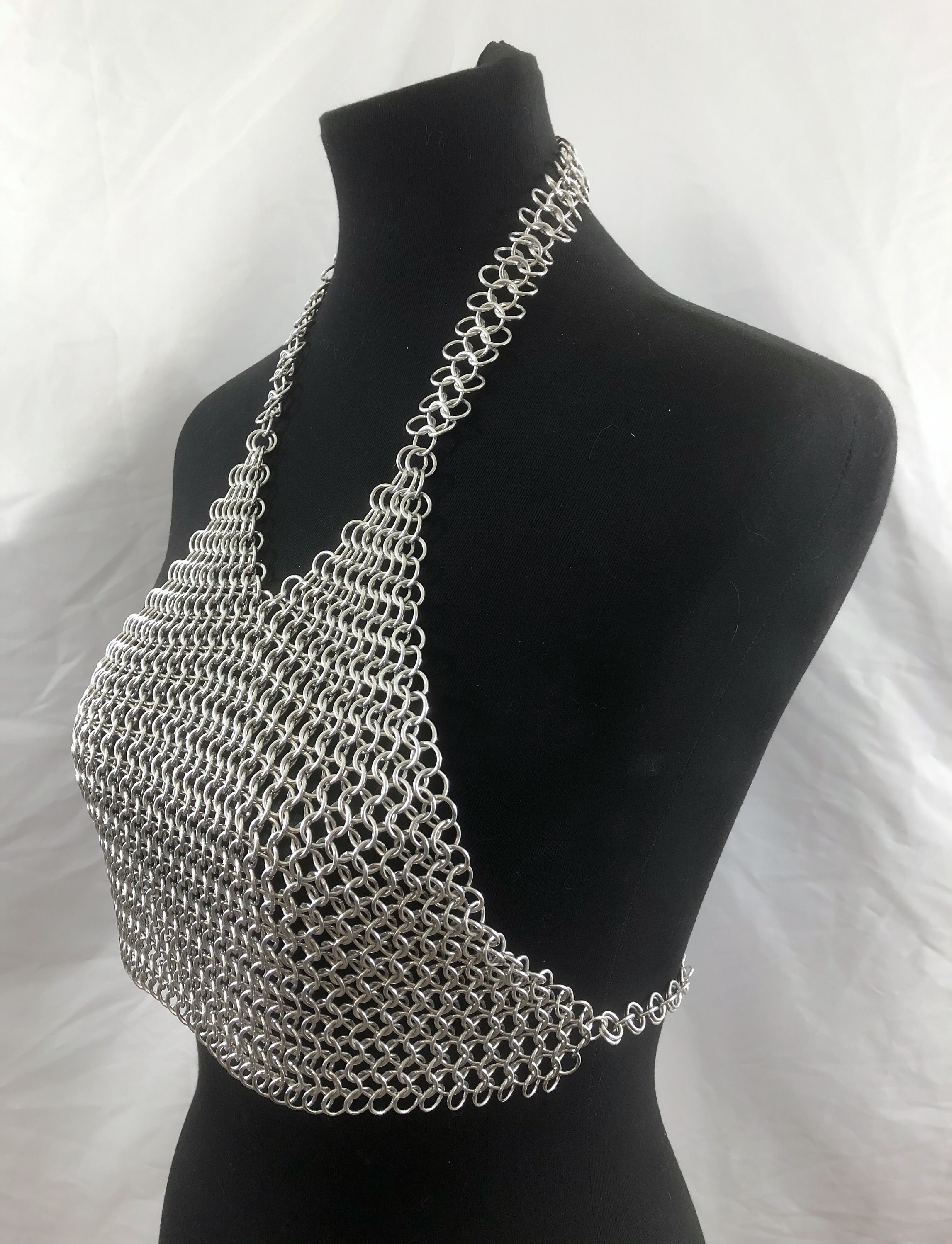 Women's Chainmail Metal Top Halter Crop Top Bra Etsy