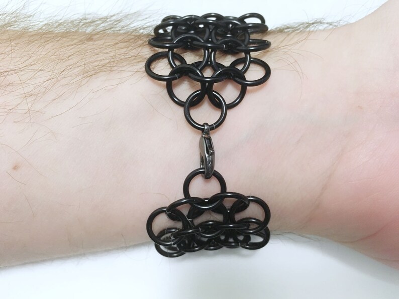 5.6 Wide Black Chainmail Metal Bracer Cuff Arm Guard Etsy