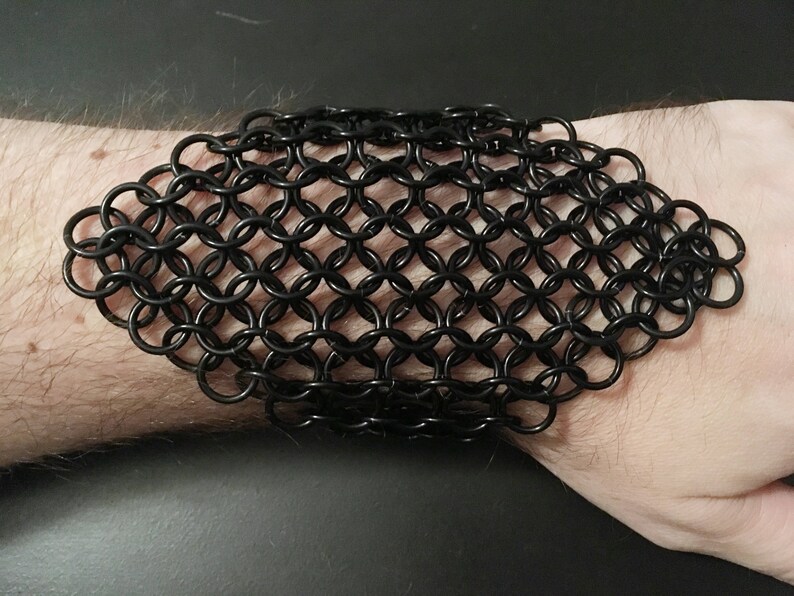 5.6 Wide Black Chainmail Metal Bracer Cuff Arm Guard Etsy