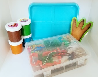 Dinosaur Play Dough Busy Box - Play Dough Kit, Sensory Box