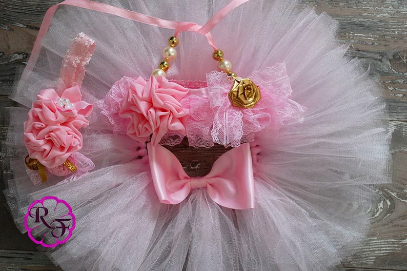One Year Old Outfit Pink and Gold Baby Girl Tutu Set Outfit Etsy