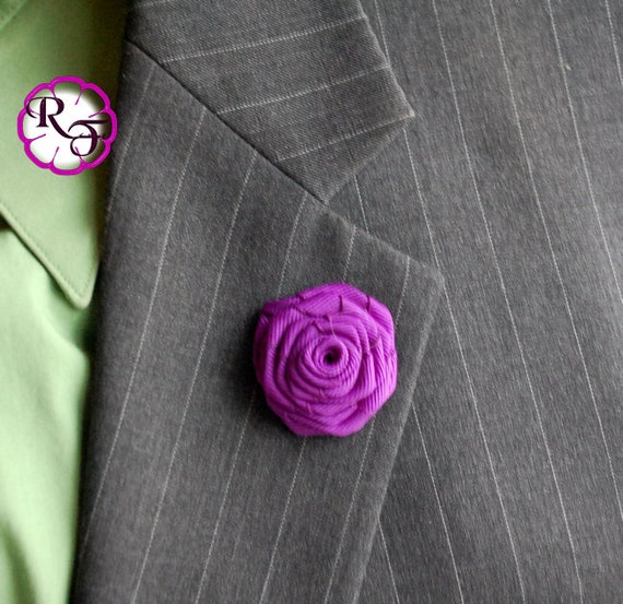 Lapel pin Lapel flower . Rose flower pin , Bridal accessory , groom buttonhole , purple flower Boutonniere , flower stick pin Il_570xn