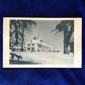 Carte postale photo George Washington du Mont Vernon en hiver des années 30