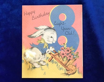 Happy BUNNY Rabbit VINTAGE Clothespin BAG Hand Embroidered 1930/'s