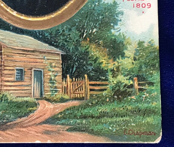 1909 Abraham Lincoln Postcard Log Cabin White House Portrait Etsy