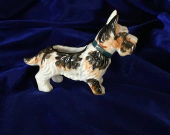 1940's Scottish Terrier Brindle Ceramic Pin Cushion Occupied Japan Christmas Gift!