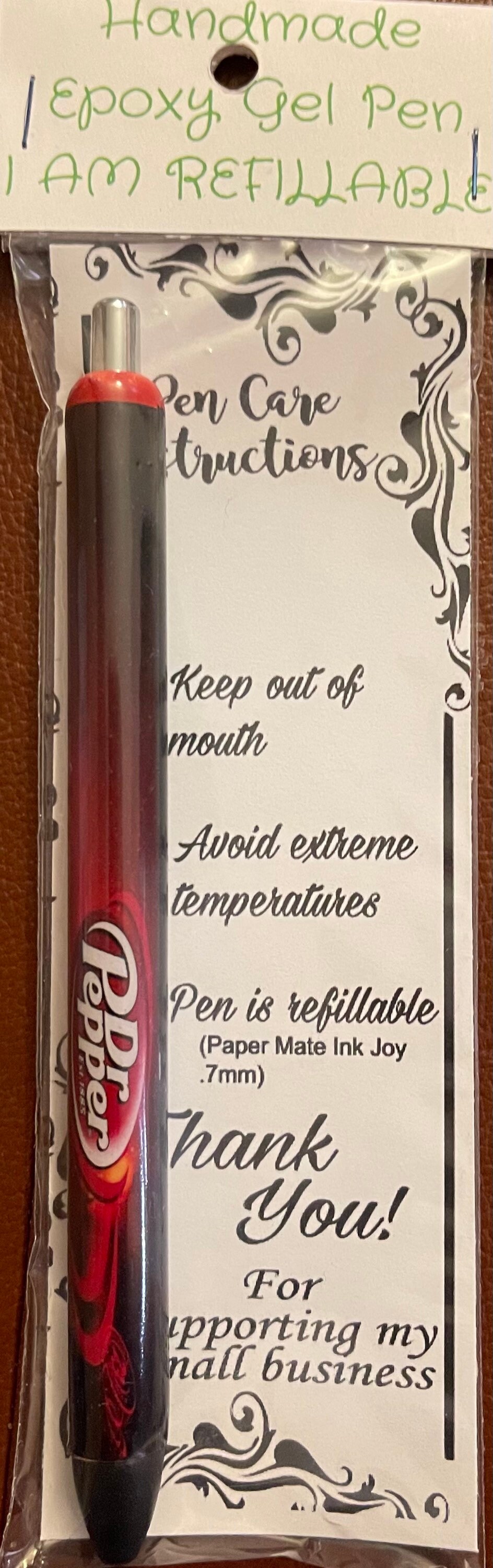 Dr Pepper Refillable Medium Point Gel .07 Resin Pen Etsy