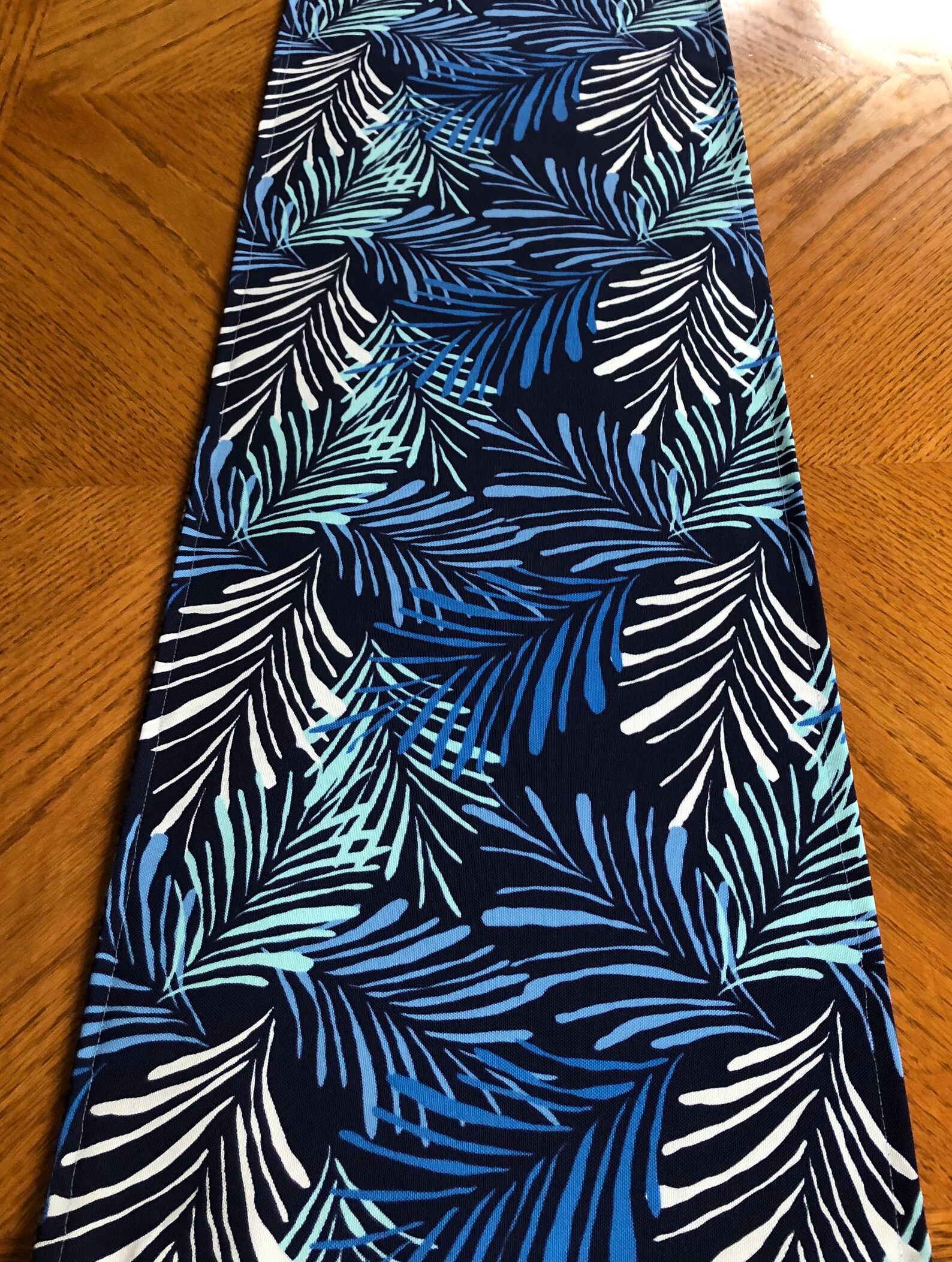 Tropical Palm Leaves Table Runner Etsy