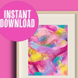 Printable Painting for Girly Wall Art - Downloadable Art - Rainbow Painting - Cute Aesthetic Poster