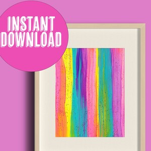 Original Pastel Rainbow Painting Downloadable Prints, Print on Demand Instant Girly Wall Art, Printable Painting for Apartment Decor