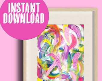Girly Abstract Art Print: Colorful Teen Room Decor (Digital Download)