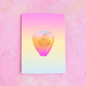 90er Jahre Pocket Toy Kunstdruck in Pastellfarben des Regenbogens für ästhetisches Y2K Dekor oder Girly Wandkunst