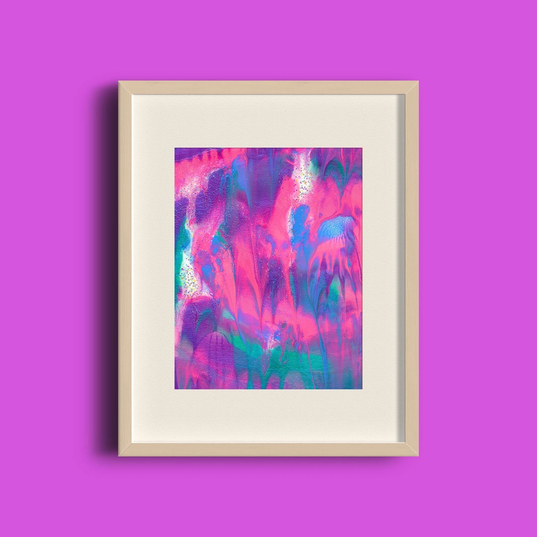 Bright Pink and Teal Wall Art Print Aesthetic Prints for Etsy
