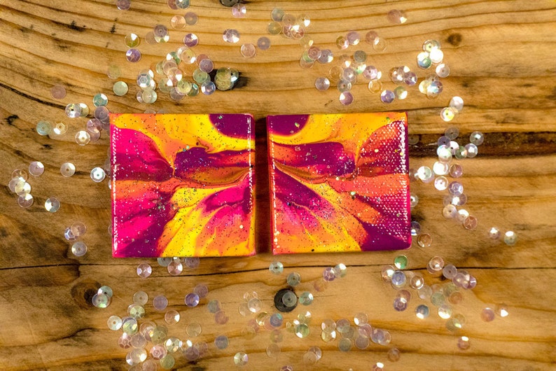 Mini Abstract Canvas Painting Set Fridge Magnet Set Girly Etsy