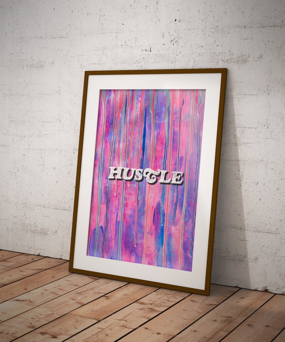 Hustle Poster Girl Boss Gift Girly Office Decor Or Cubicle Etsy