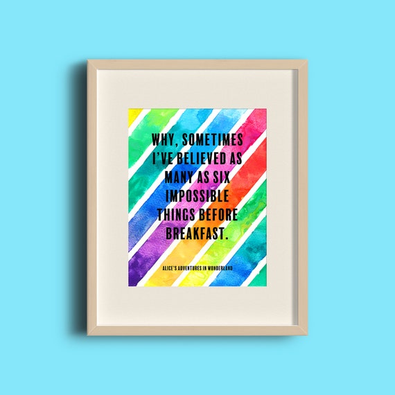 Impossible Quote Print From Alice In Wonderland Girly Wall Etsy