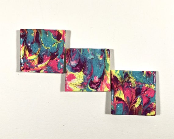 Mini Abstract Painting Magnet Set For Girly Kitchen Decor Etsy