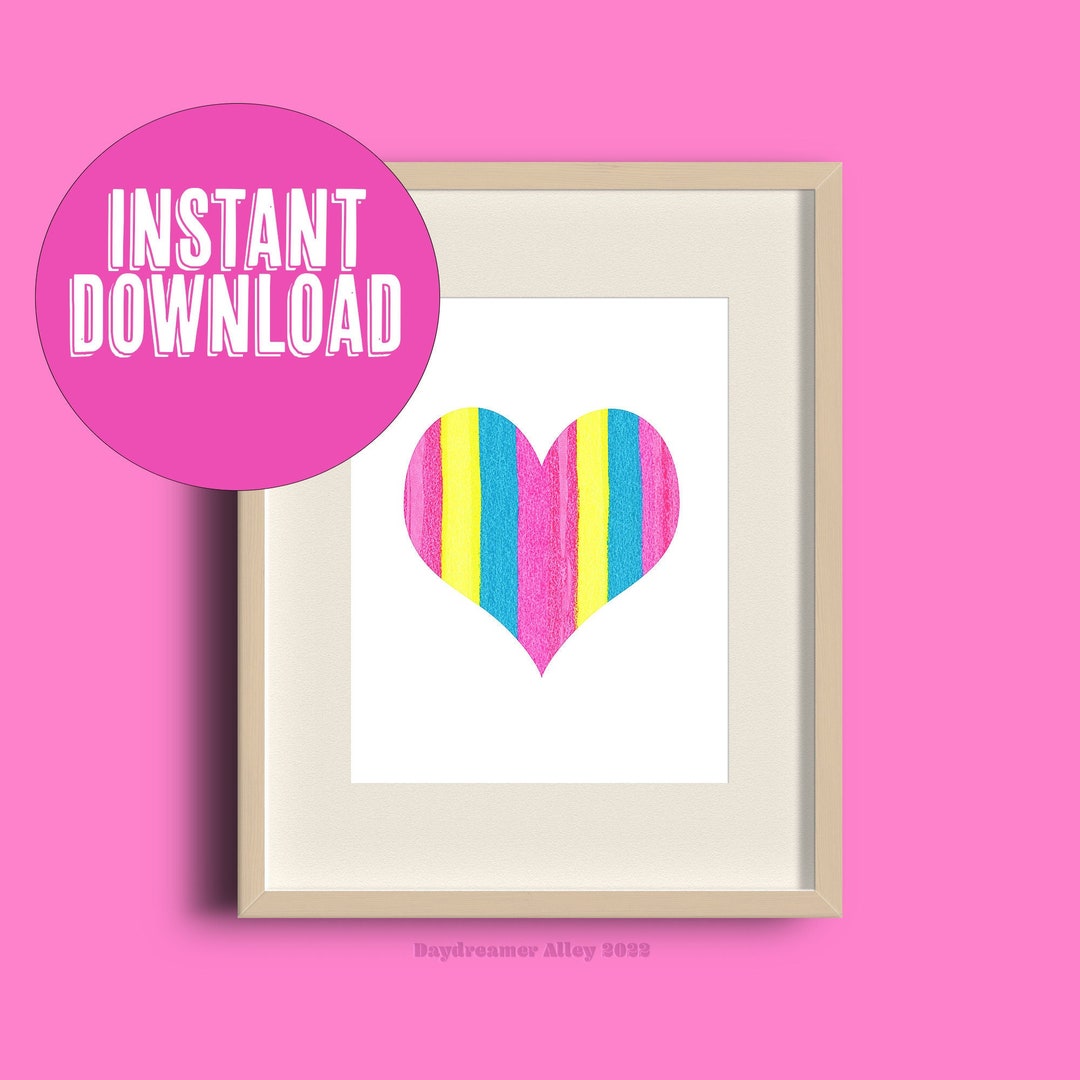 Digital Download Colorful Heart, Cute Printables, DIY Paper Heart ...