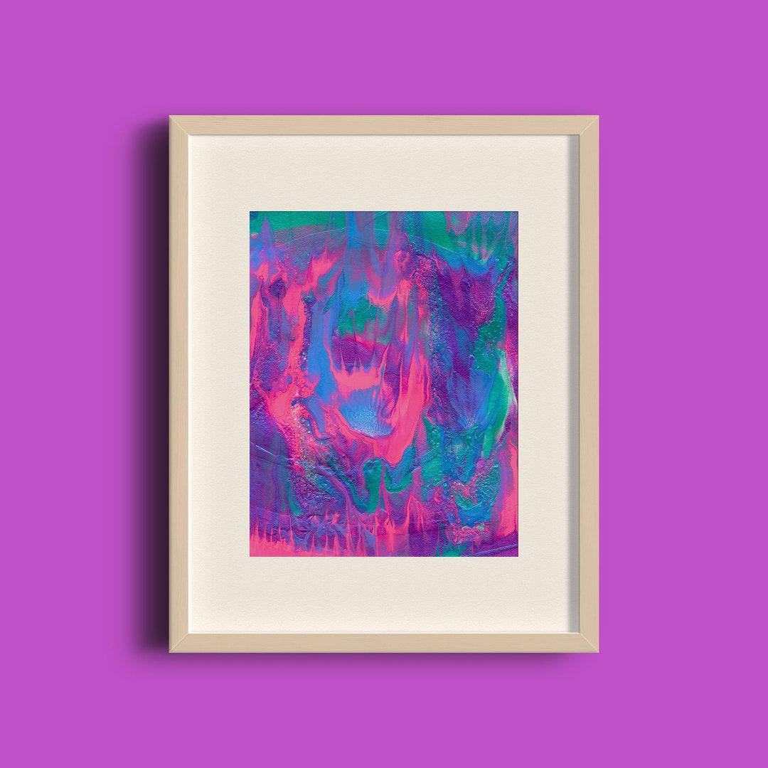 Purple and Teal Abstract Art Print Fluid Art Print for Girly Etsy