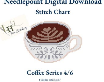 Patrón de bordado para taza de café / Descarga digital en PDF (Serie de café 4/6)