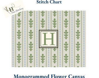 Monograma floral bordado / Diseño digital en PDF / Flores de enredaderas