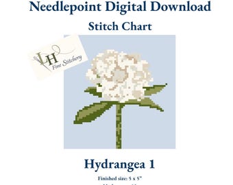 Bordado de tallo de hortensia / Diseño digital en PDF / 13 mallas