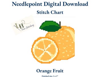 Bordado de naranjas / Diseño digital en PDF / 13 mallas