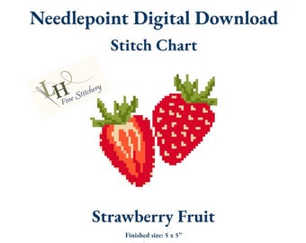 Diseño de fresas para bordado / Descarga digital en PDF / 13 puntos / Dúo de frutas