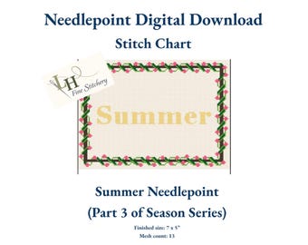 Serie de estaciones de verano para punto de cruz 3/4 / Diseño digital en PDF / Malla 13